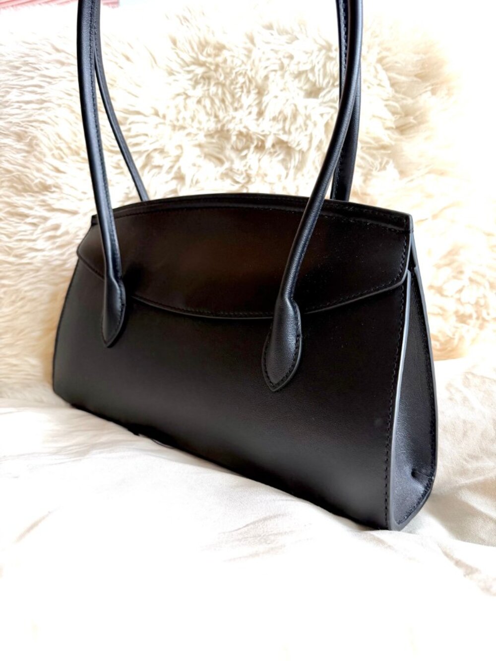 Quince Black Italian Leather East-West Shoulder Bag NWOT - Picture 8 of 12